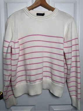 Vineyard Vines Roll Neck Sweater Molly Stripe Pink Cotton Large NWT $118 Preppy